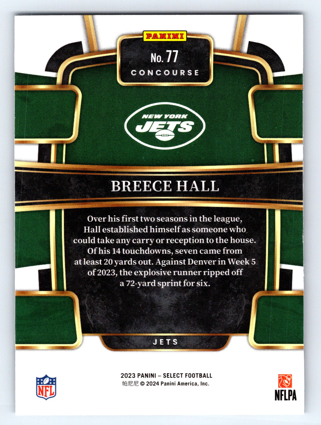 2023 Panini Select #77 Breece Hall