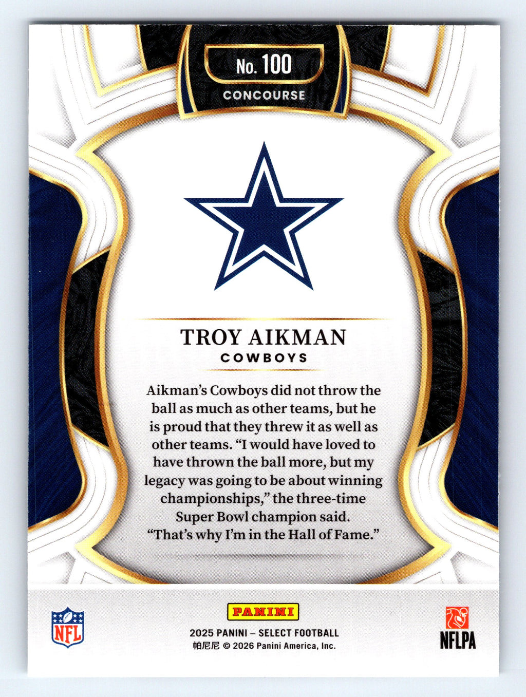 2025 Panini Select #100 Troy Aikman