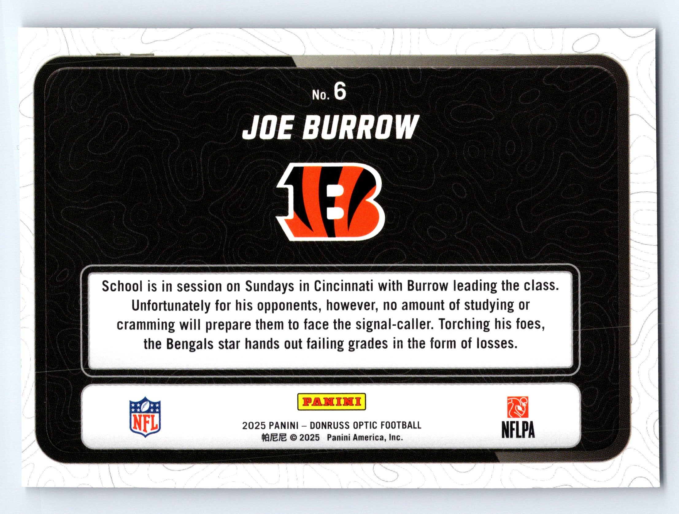 2025 Donruss Optic #6 Joe Burrow Passing Grade