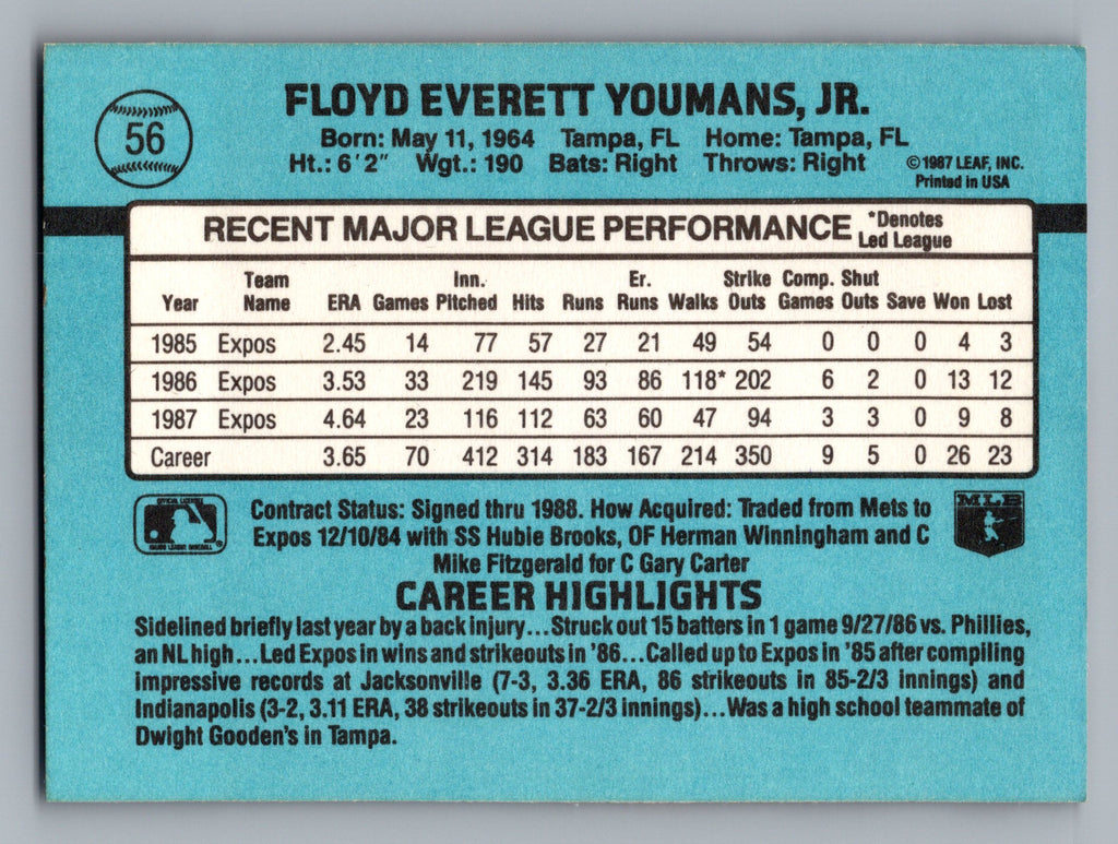 1988 Donruss #56 Floyd Youmans