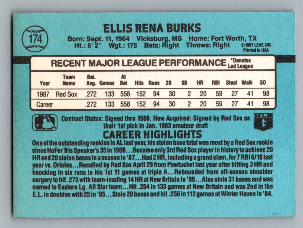 1988 Donruss #174 Ellis Burks