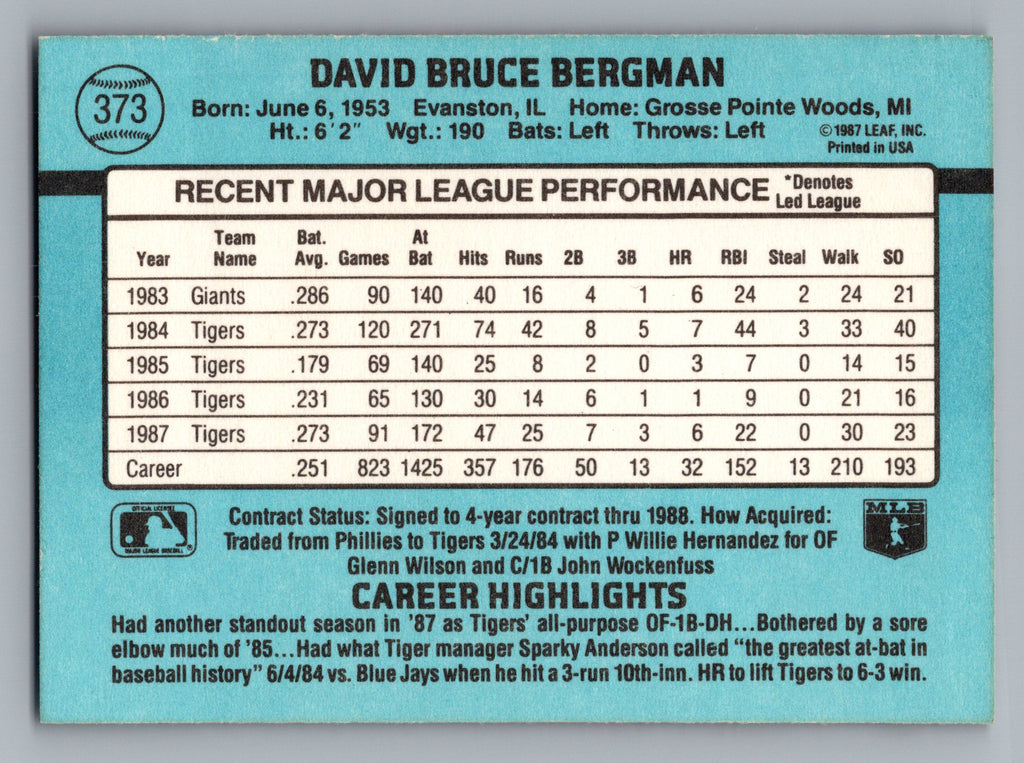 1988 Donruss #373 Dave Bergman