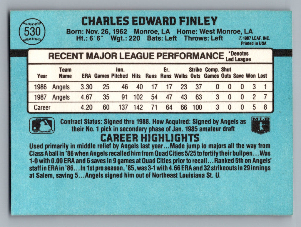 1988 Donruss #530 Chuck Finley