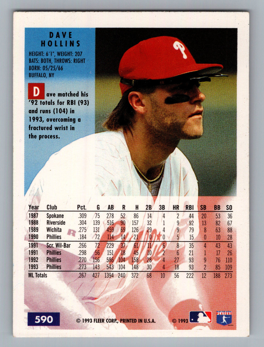 1994 Fleer #590 Dave Hollins