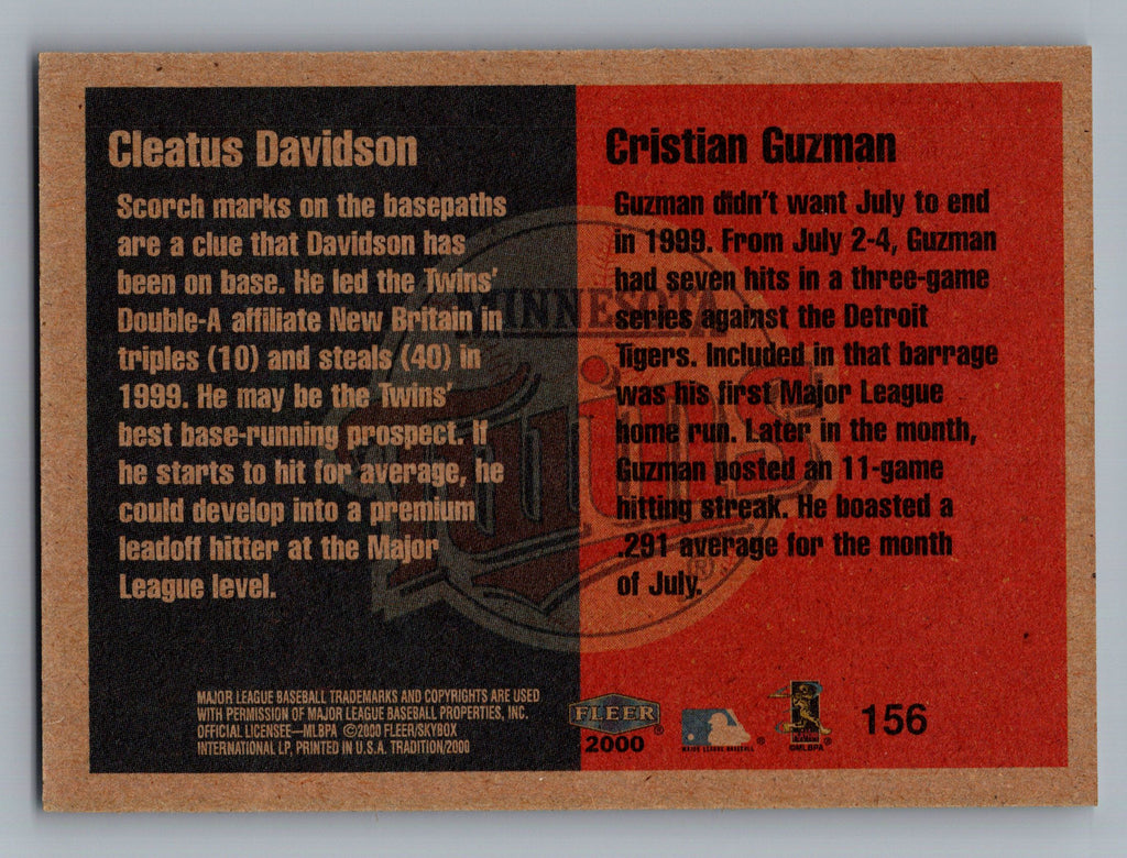 2000 Fleer Tradition Glossy #156 Cleatus Davidson / Cristian Guzman