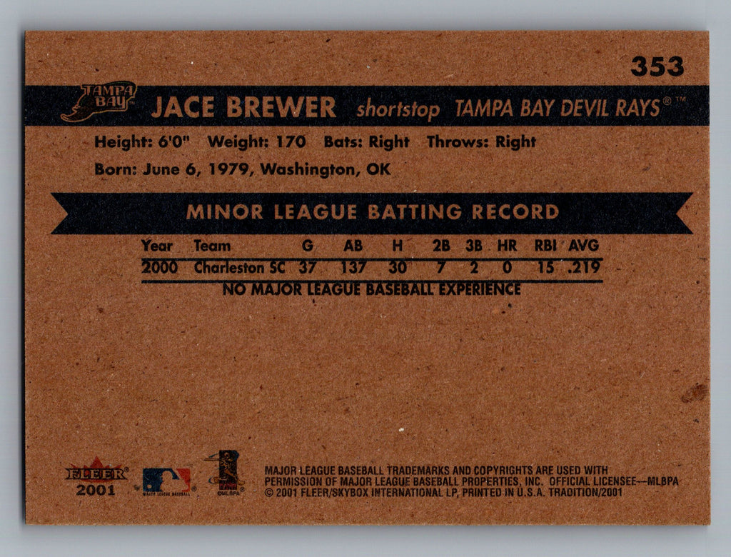 2001 Fleer Tradition #353 Jace Brewer