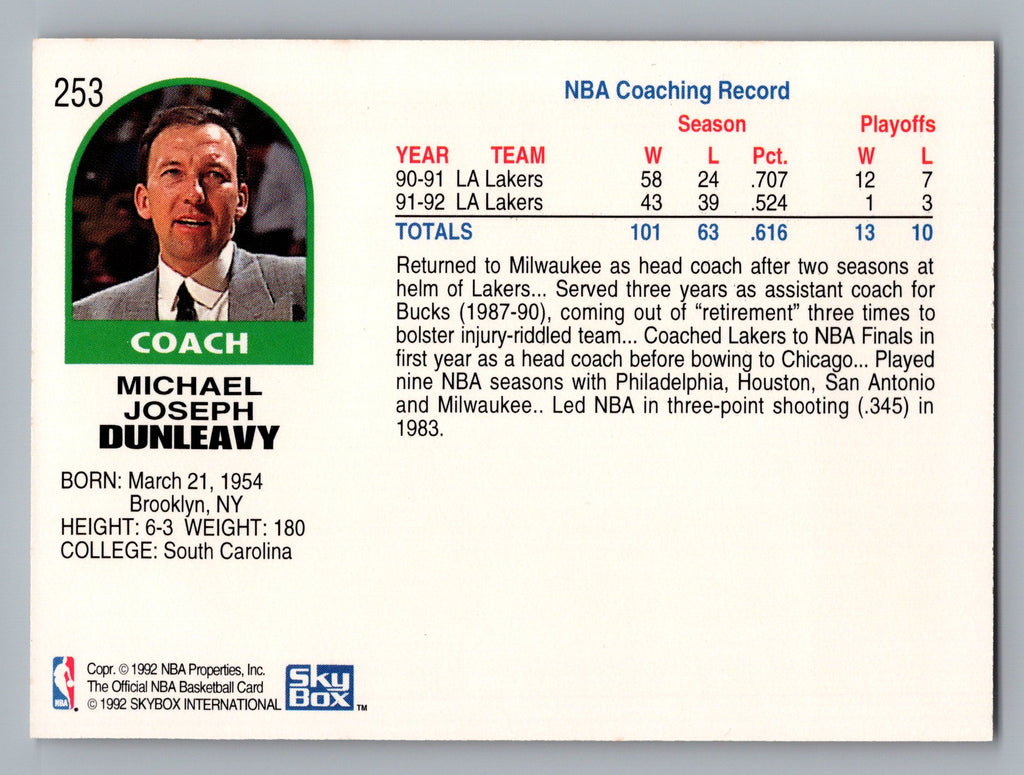 1992-93 Hoops #253 Mike Dunleavy