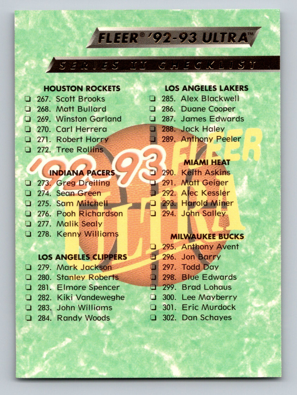 1992-93 Ultra #374 Checklist: 267-330