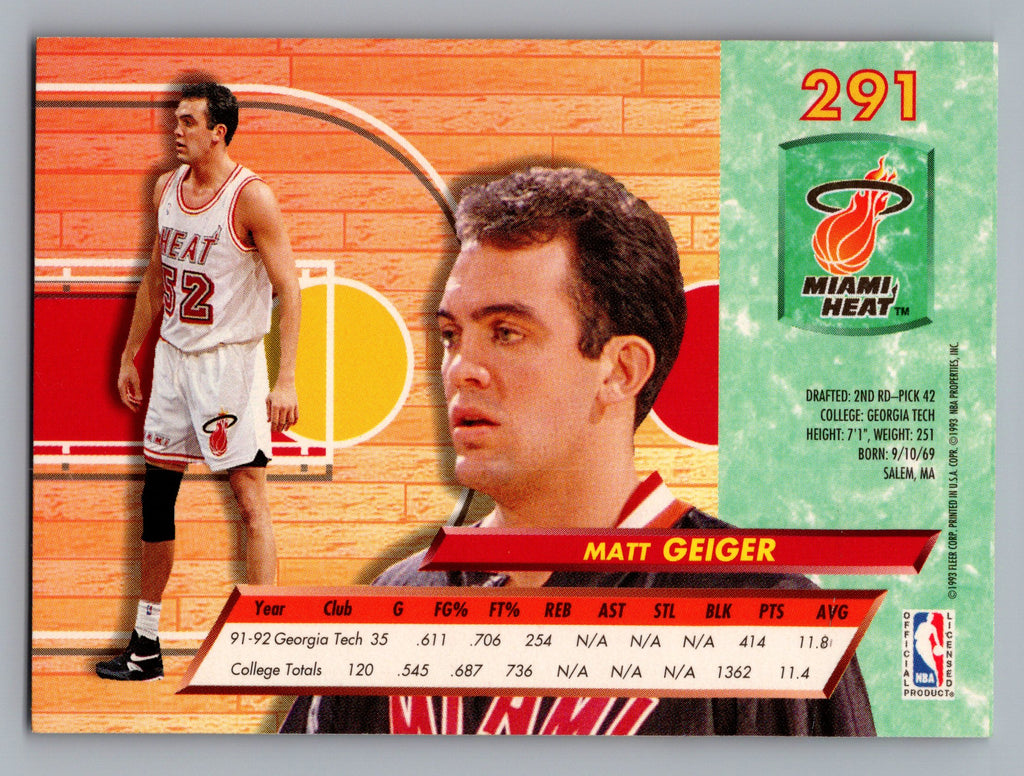 1992-93 Ultra #291 Matt Geiger