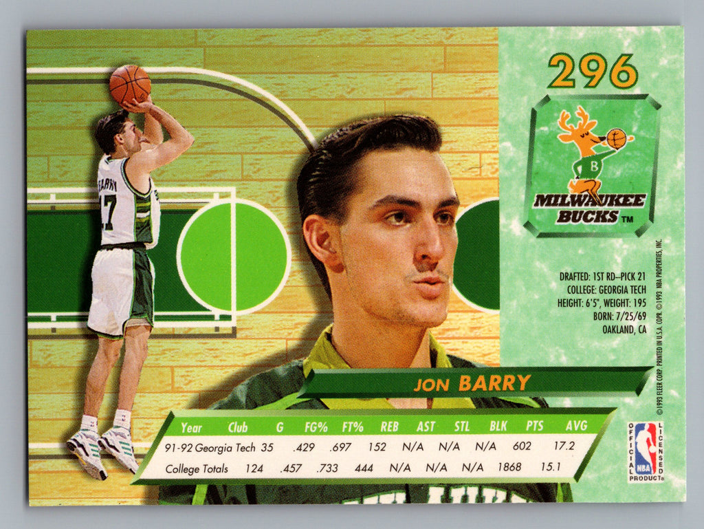 1992-93 Ultra #296 Jon Barry