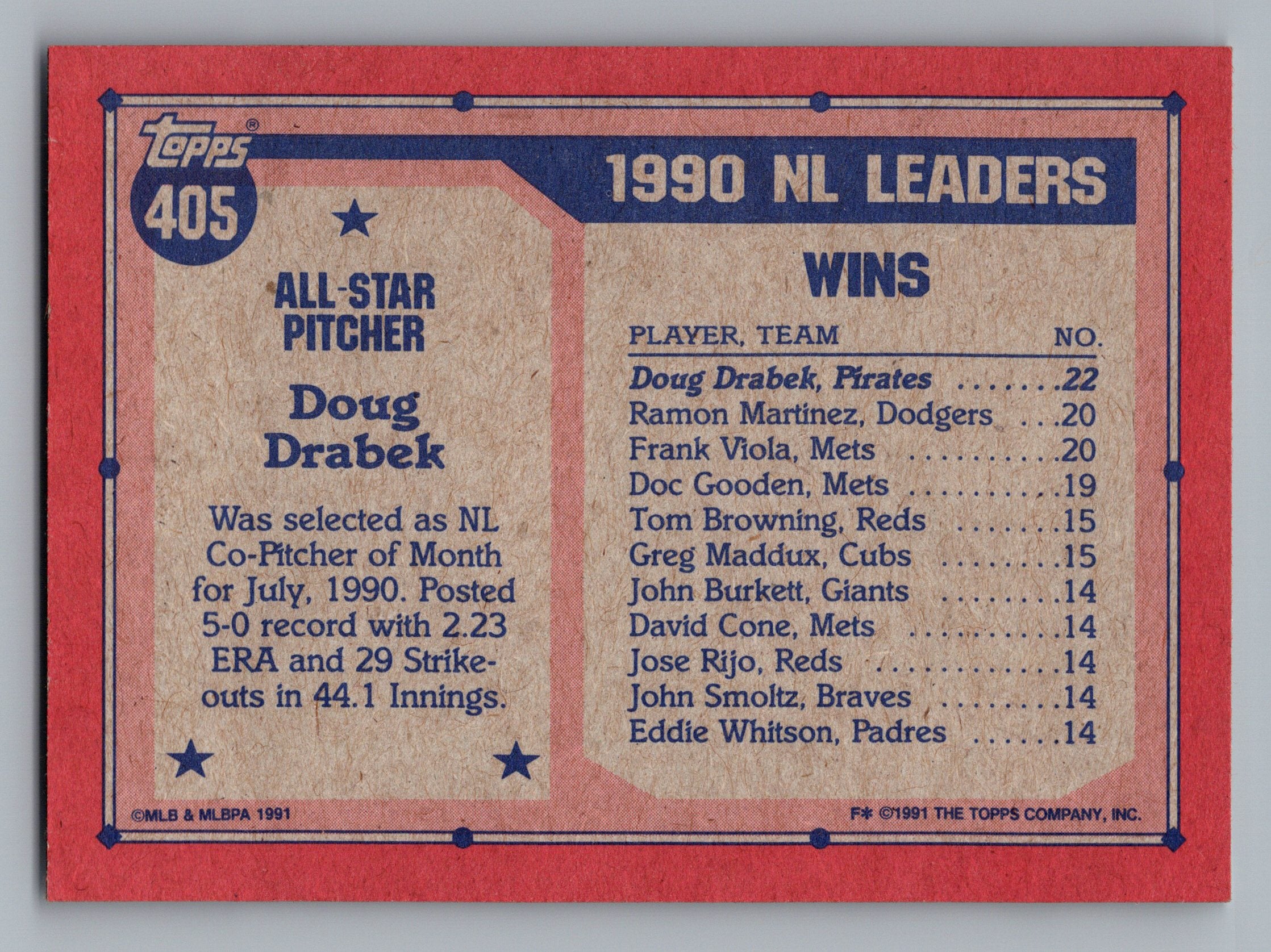 1991 Topps Micro #405 Doug Drabek