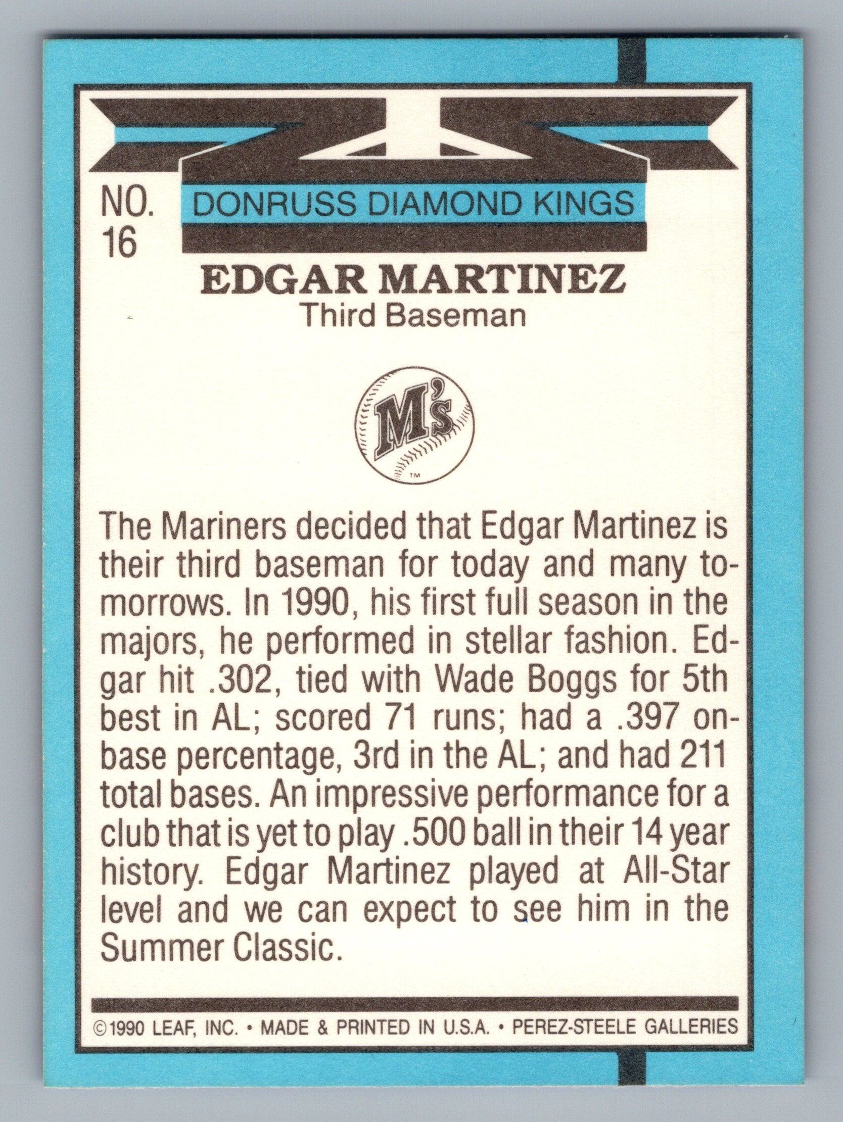 1991 Donruss #16c Edgar Martinez