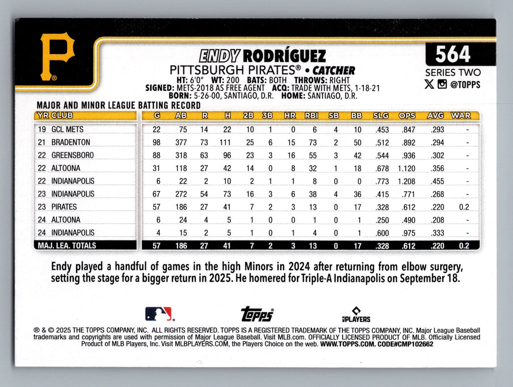 2025 Topps #564 Endy Rodríguez