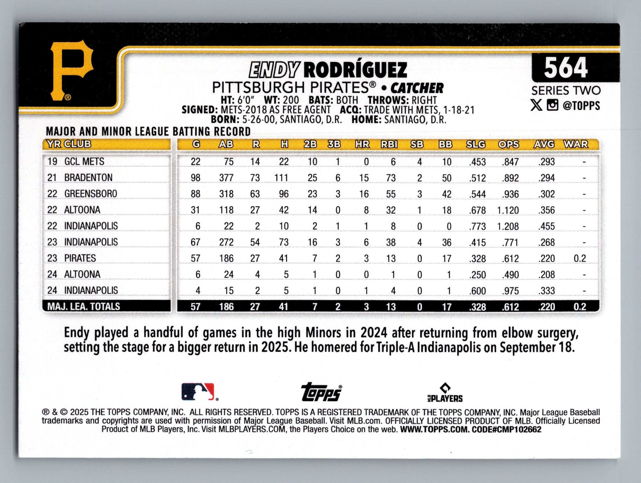 2025 Topps #564 Endy Rodríguez
