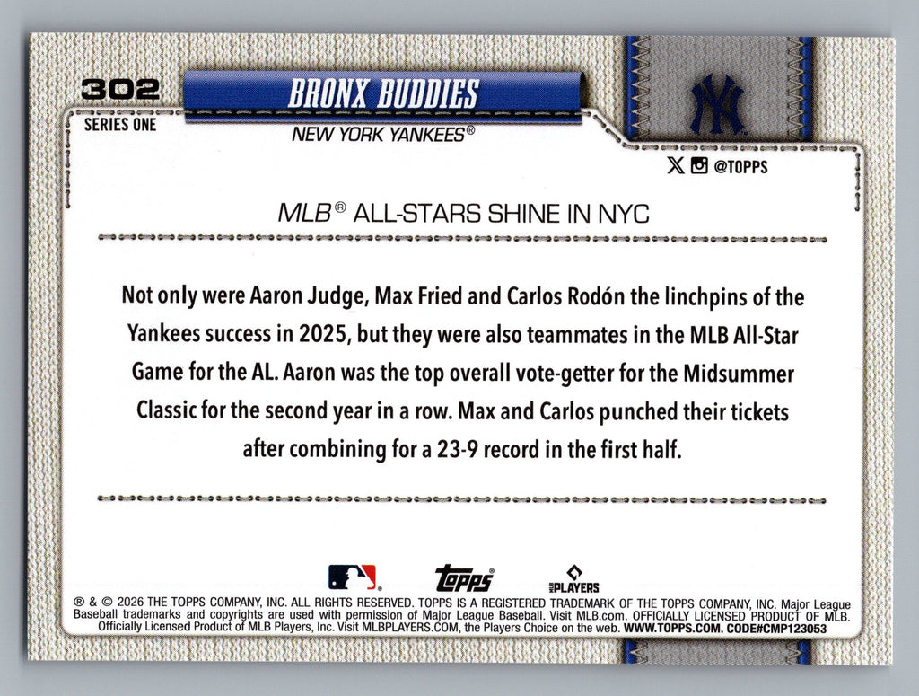 2026 Topps #302 Bronx Buddies