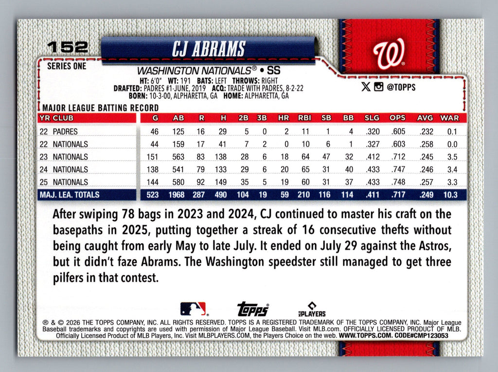 2026 Topps #152 CJ Abrams