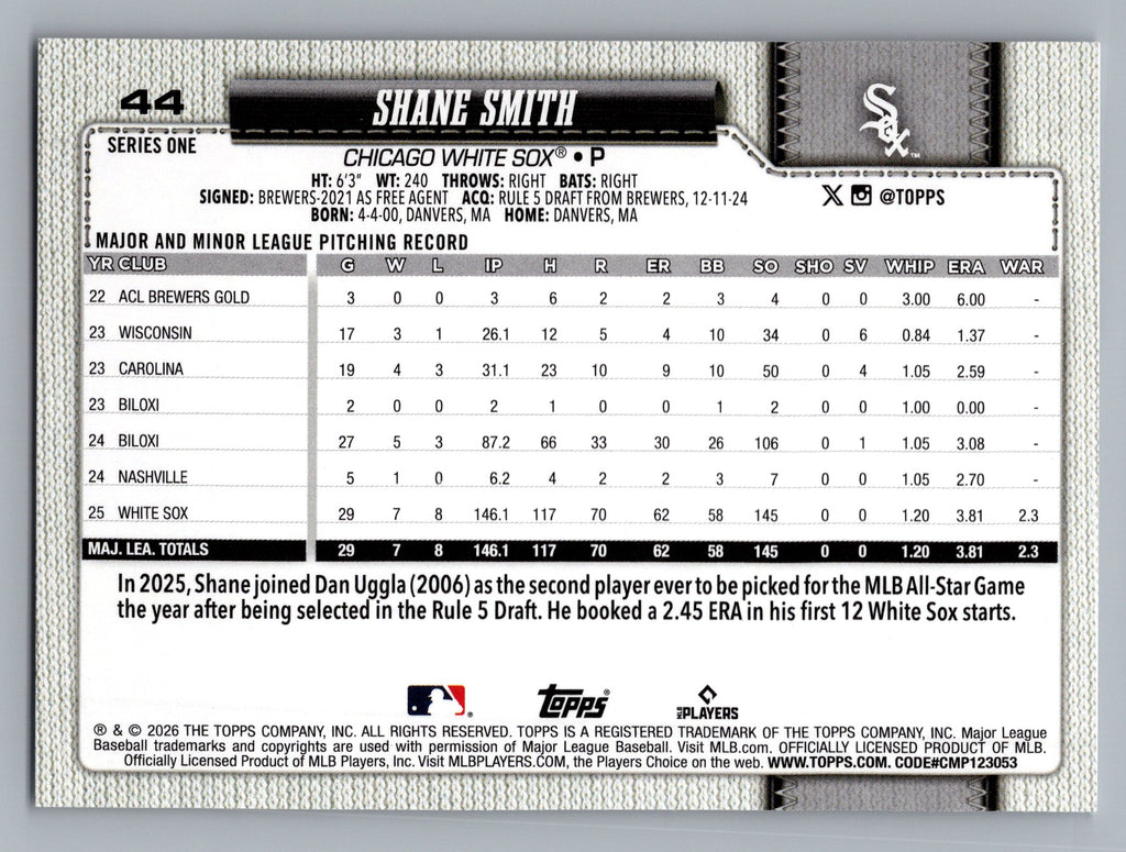 2026 Topps #44 Shane Smith