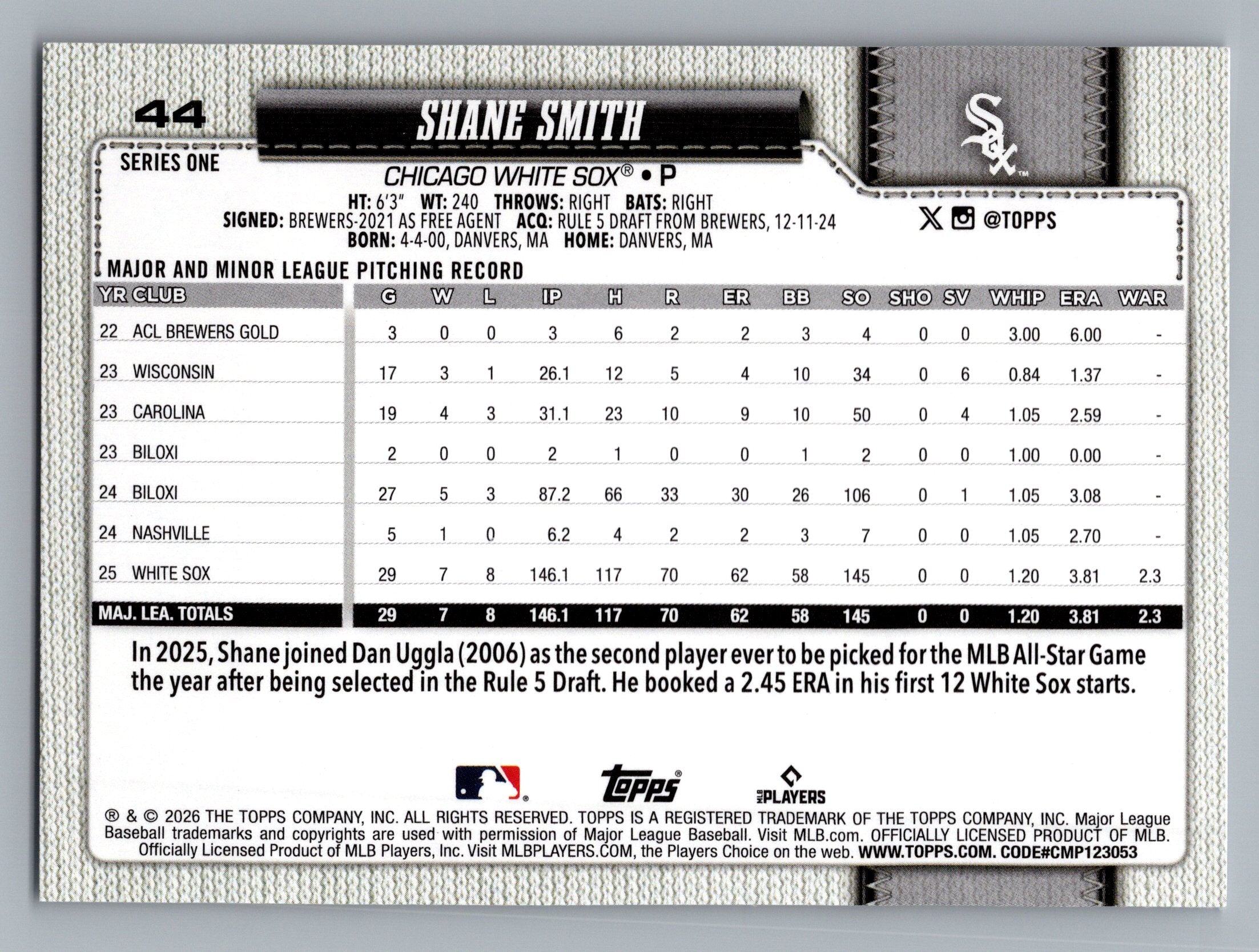 2026 Topps #44 Shane Smith