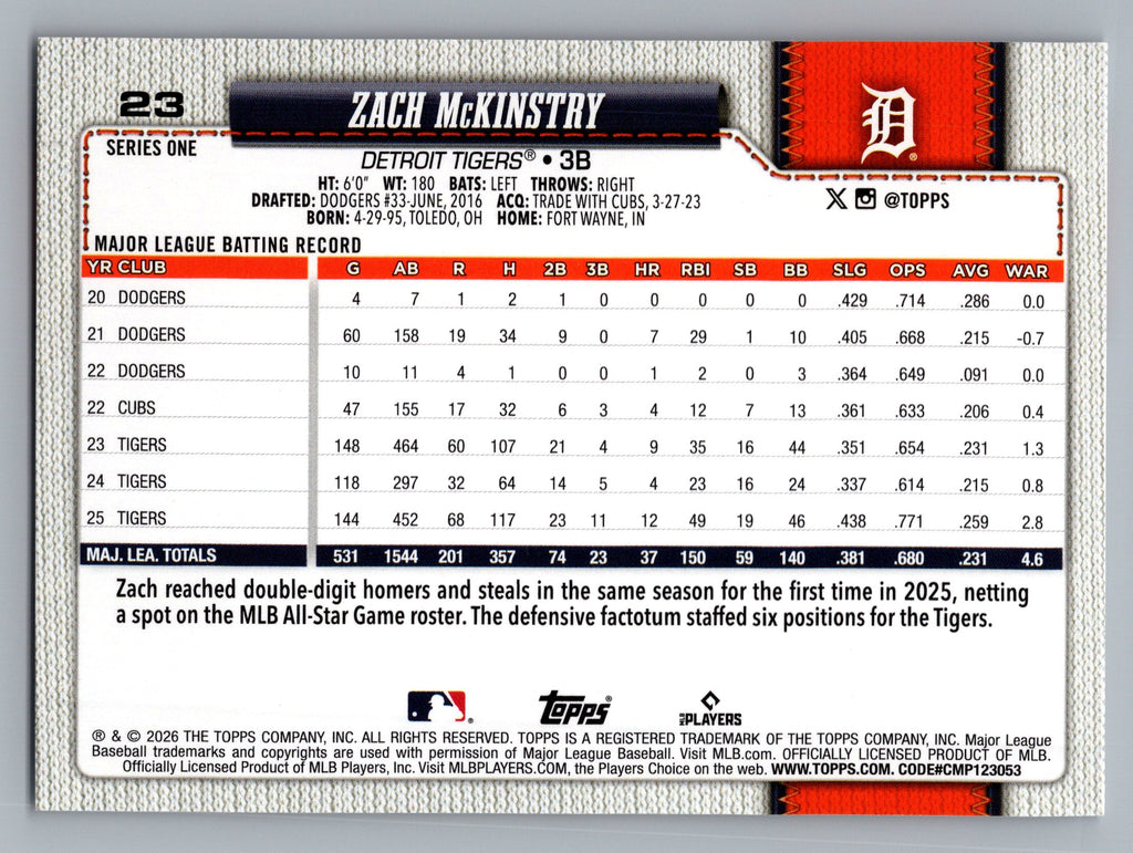 2026 Topps #23 Zach McKinstry