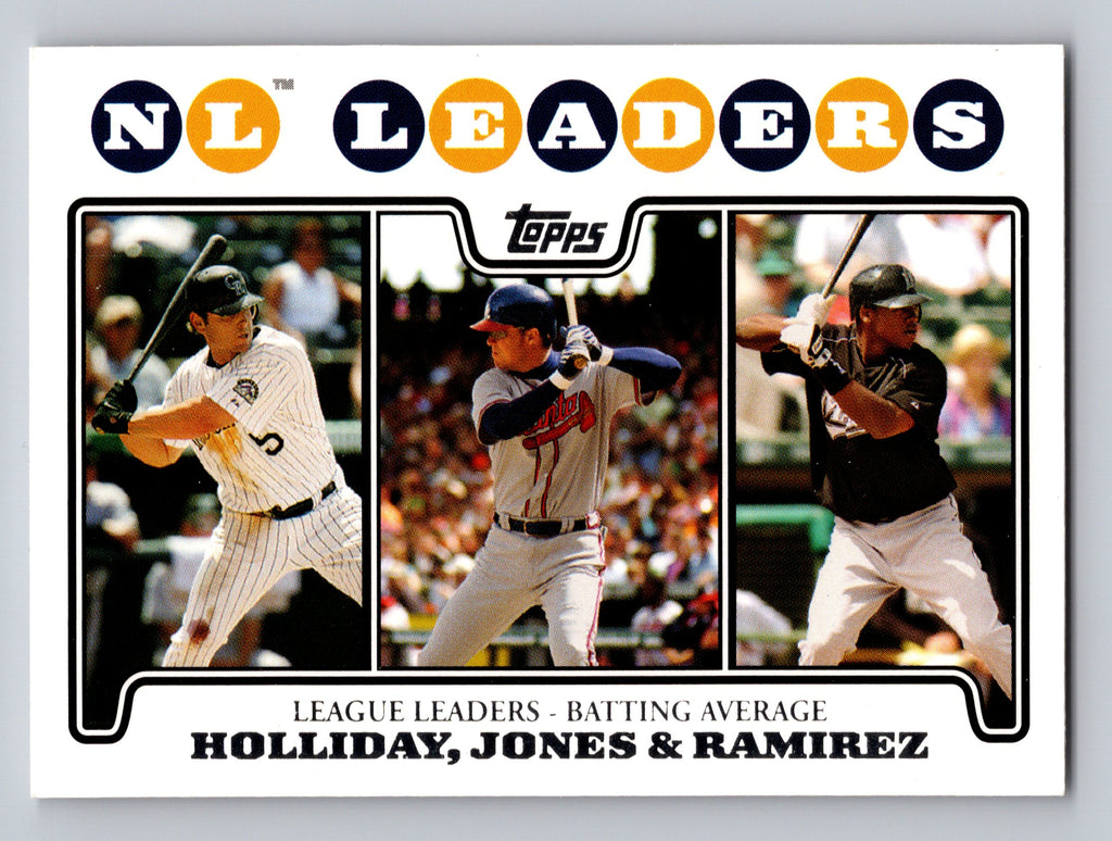 2008 Topps #326 NL Leaders: Batting Average (Holliday / Jones / Ramirez)