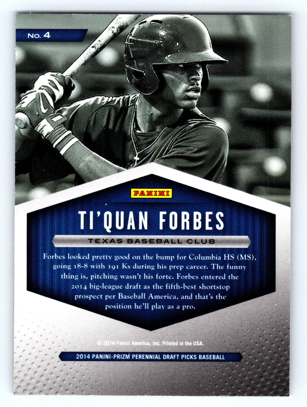 2014 Panini Prizm Perennial Draft Picks #4 Ti'Quan Forbes 2014 Draft Class