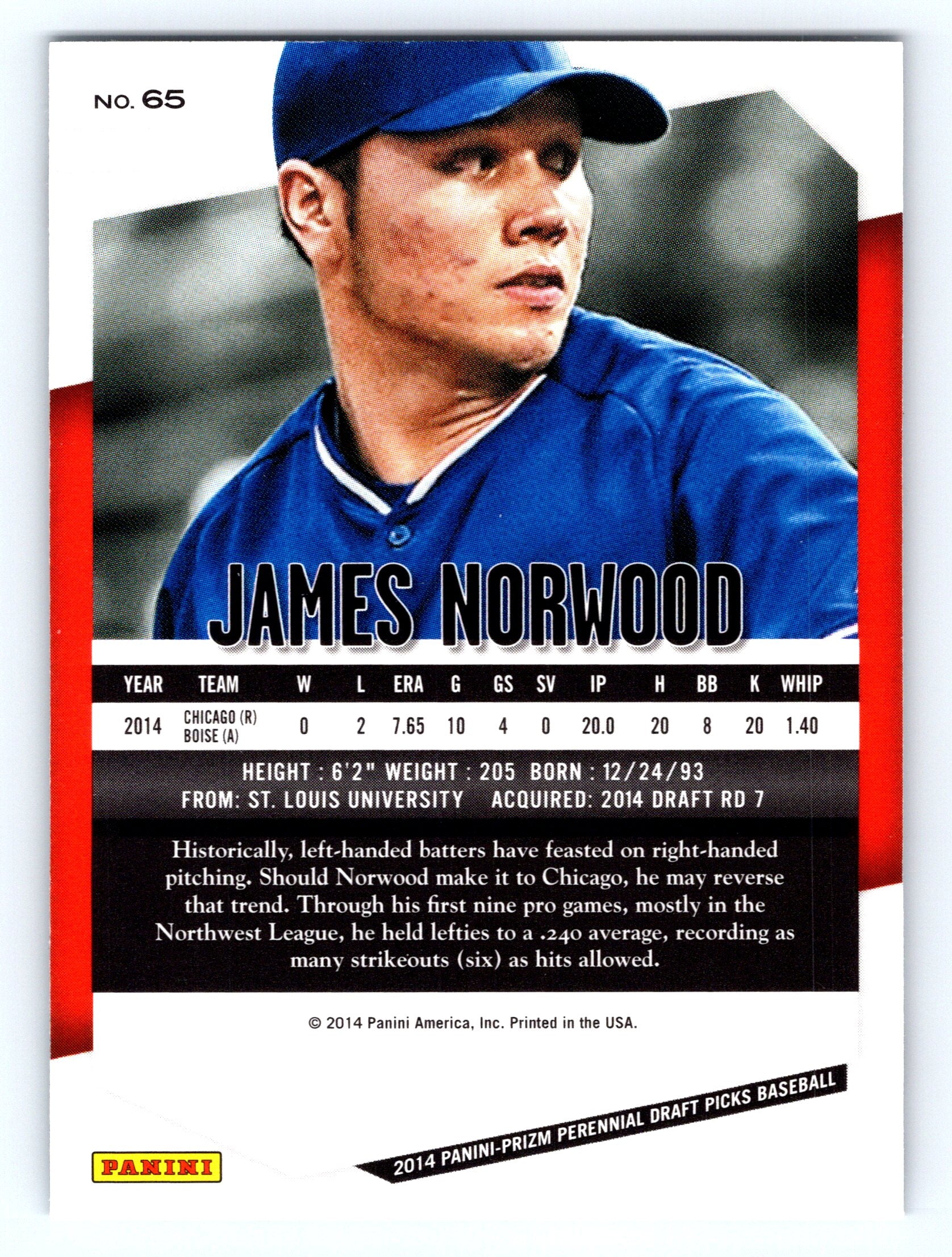 2014 Panini Prizm Perennial Draft Picks #65 James Norwood