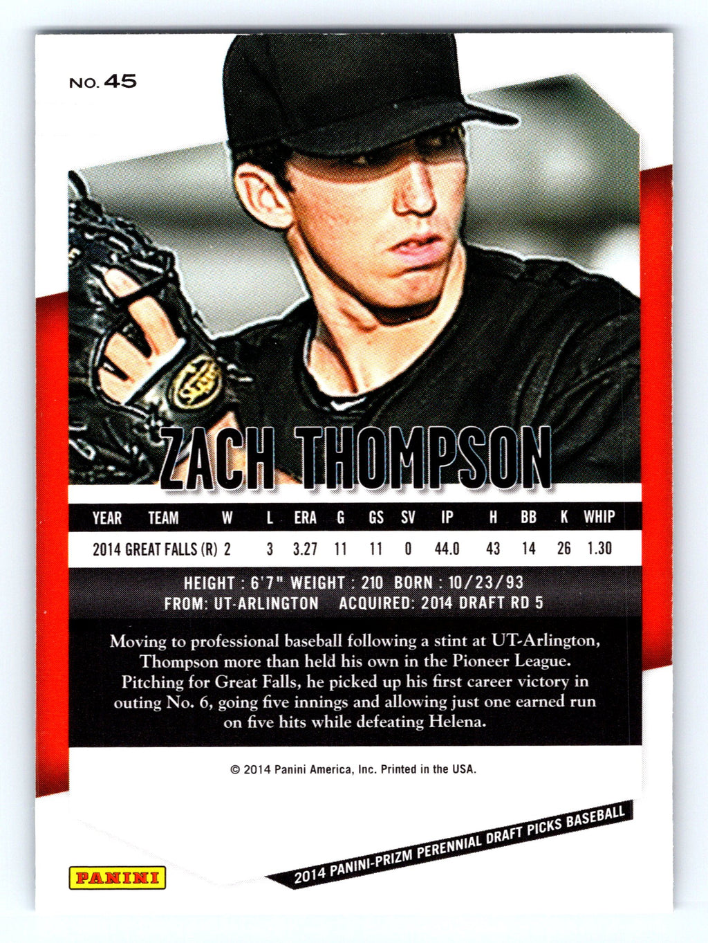 2014 Panini Prizm Perennial Draft Picks #45 Zach Thompson