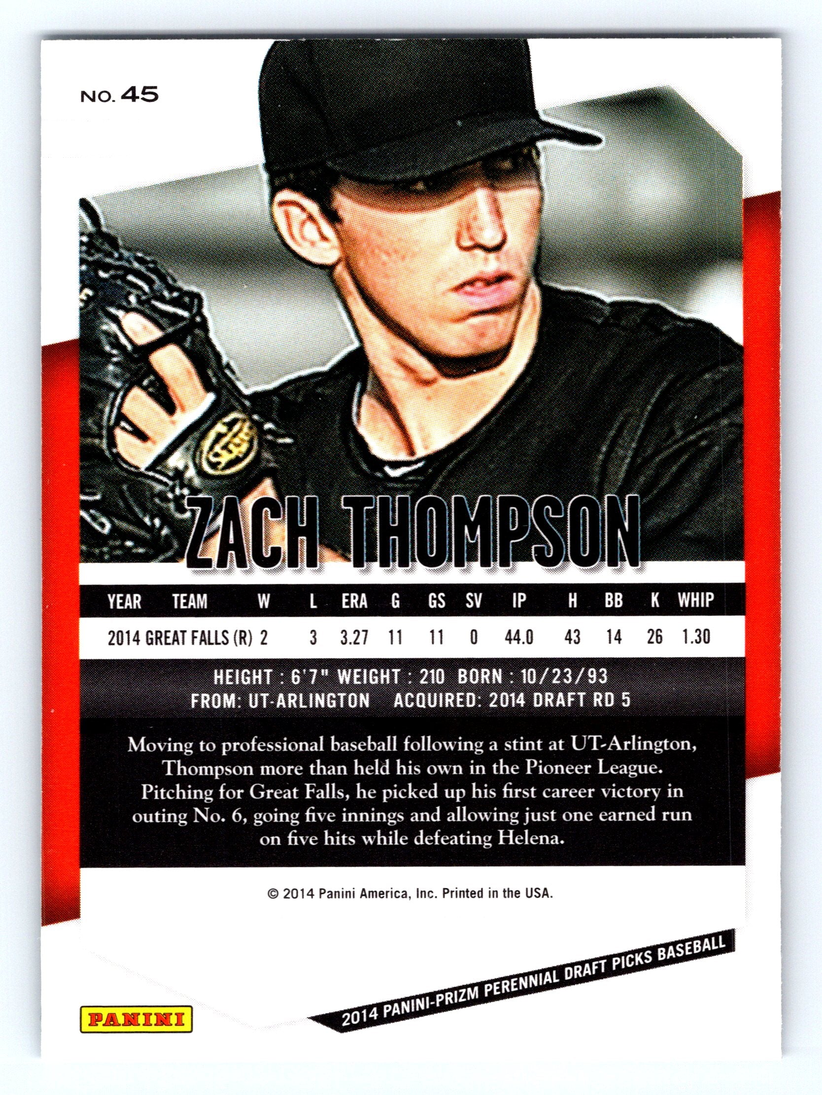 2014 Panini Prizm Perennial Draft Picks #45 Zach Thompson