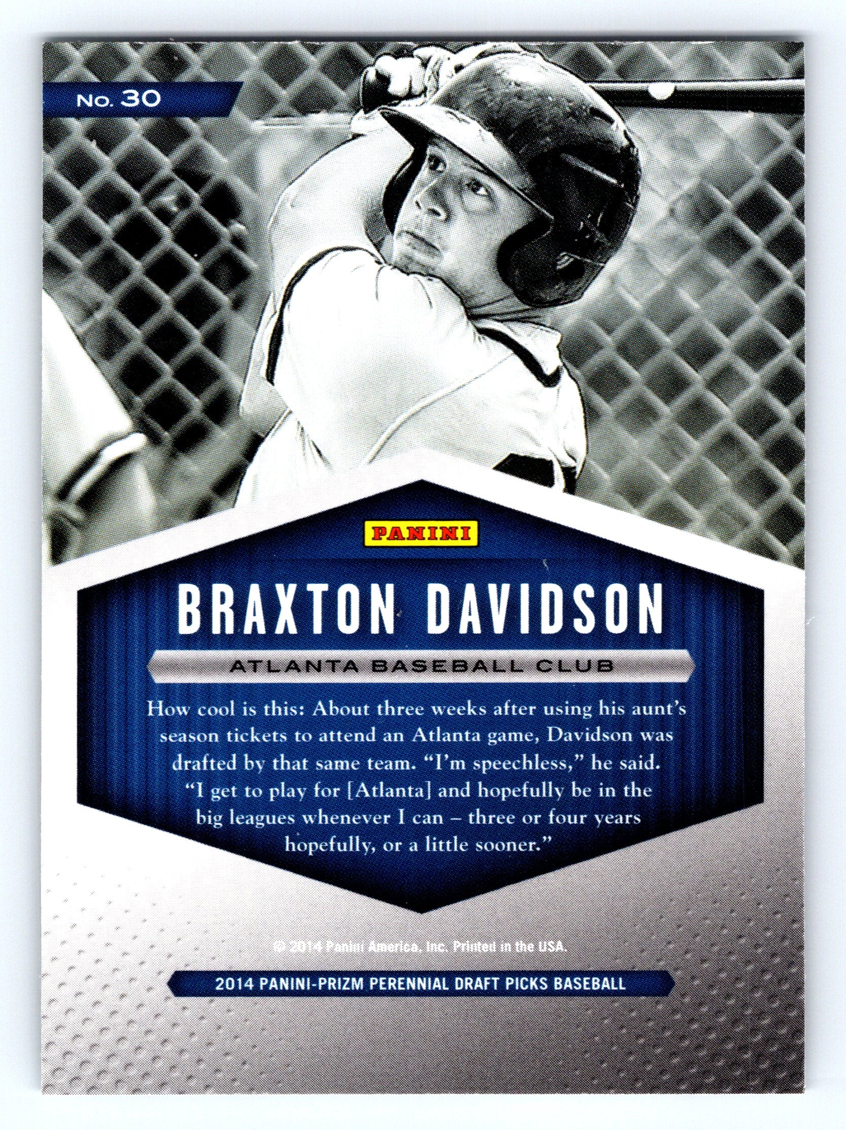 2014 Panini Prizm Perennial Draft Picks #30 Braxton Davidson 2014 Draft Class