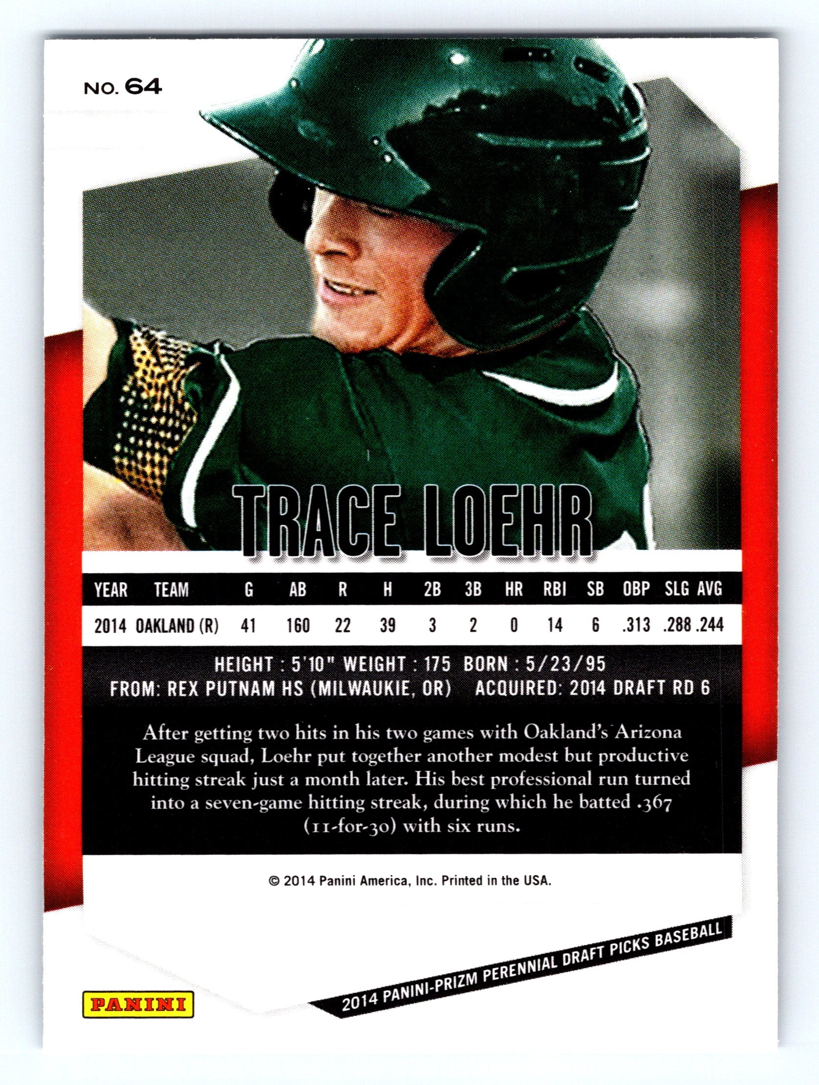2014 Panini Prizm Perennial Draft Picks #64 Trace Loehr