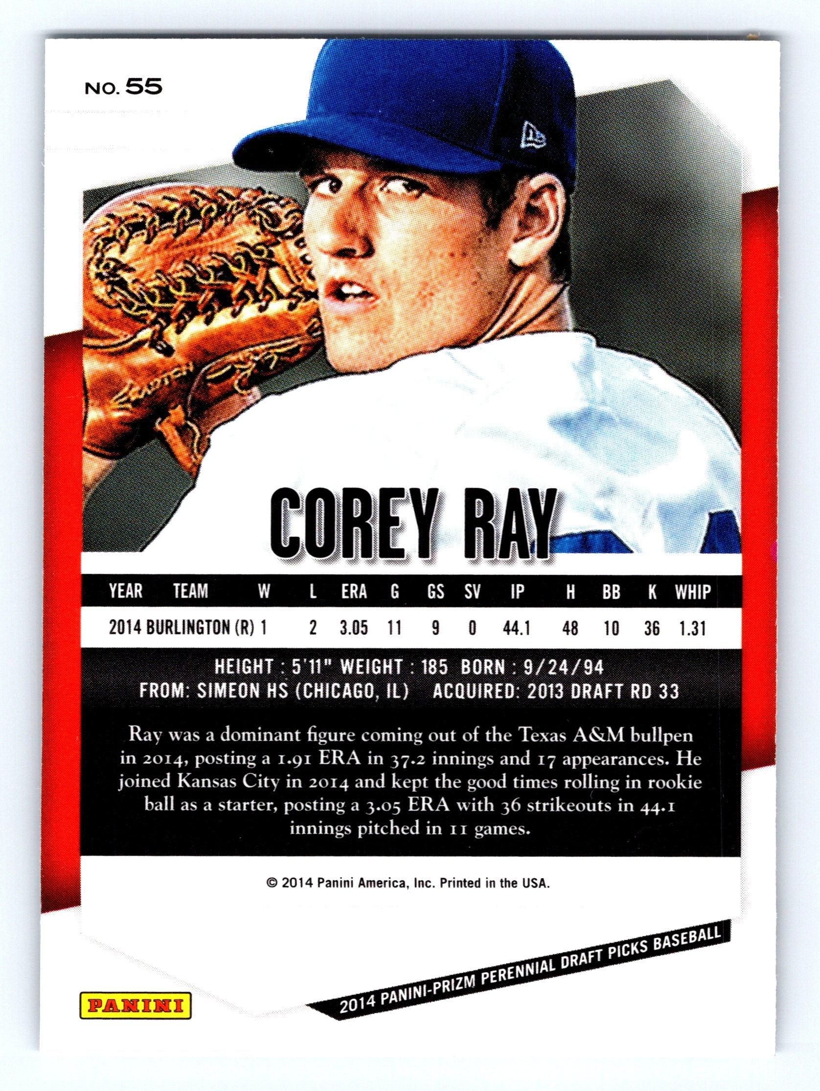 2014 Panini Prizm Perennial Draft Picks #55 Corey Ray