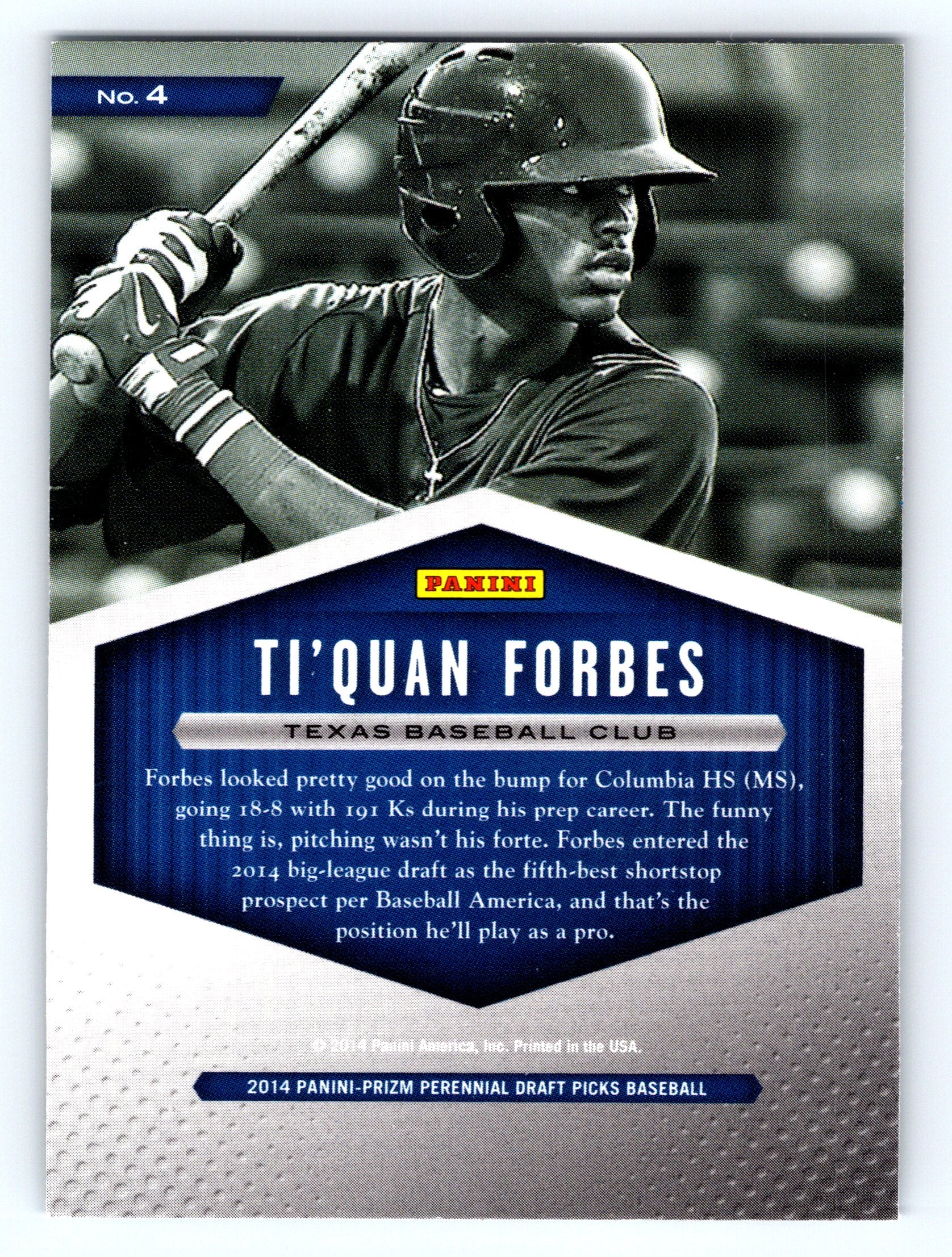 2014 Panini Prizm Perennial Draft Picks #4 Ti'Quan Forbes 2014 Draft Class