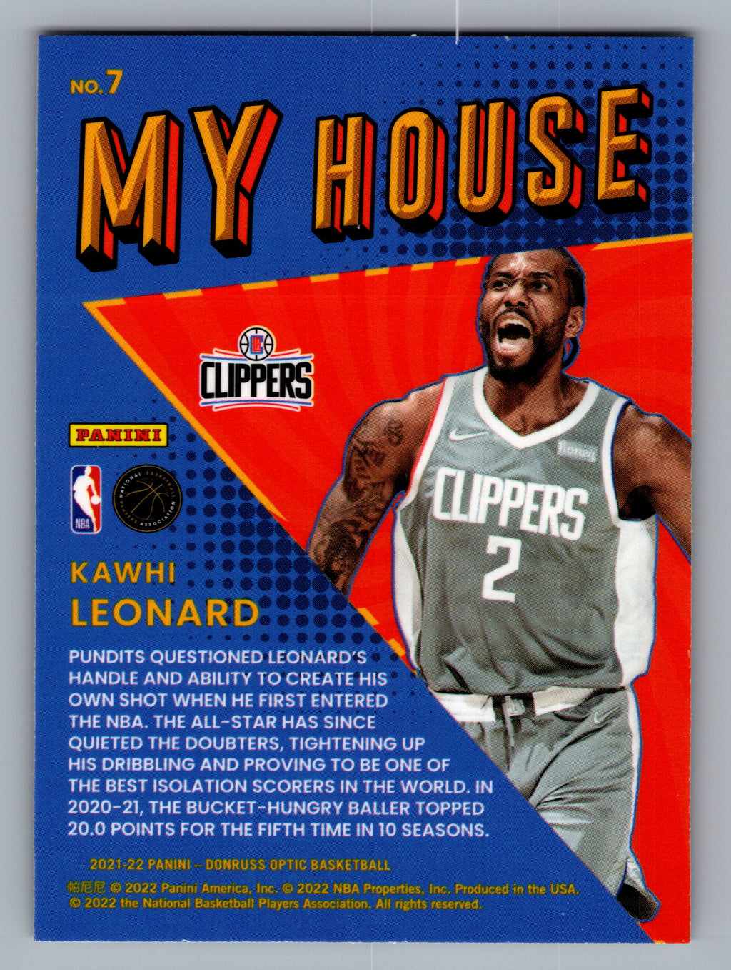 2021-22 Donruss Optic #7 Kawhi Leonard My House