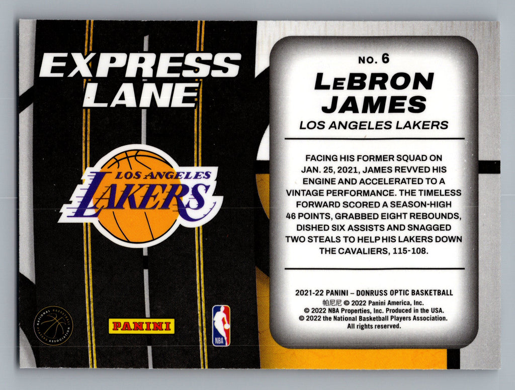 2021-22 Donruss Optic #6 LeBron James Express Lane