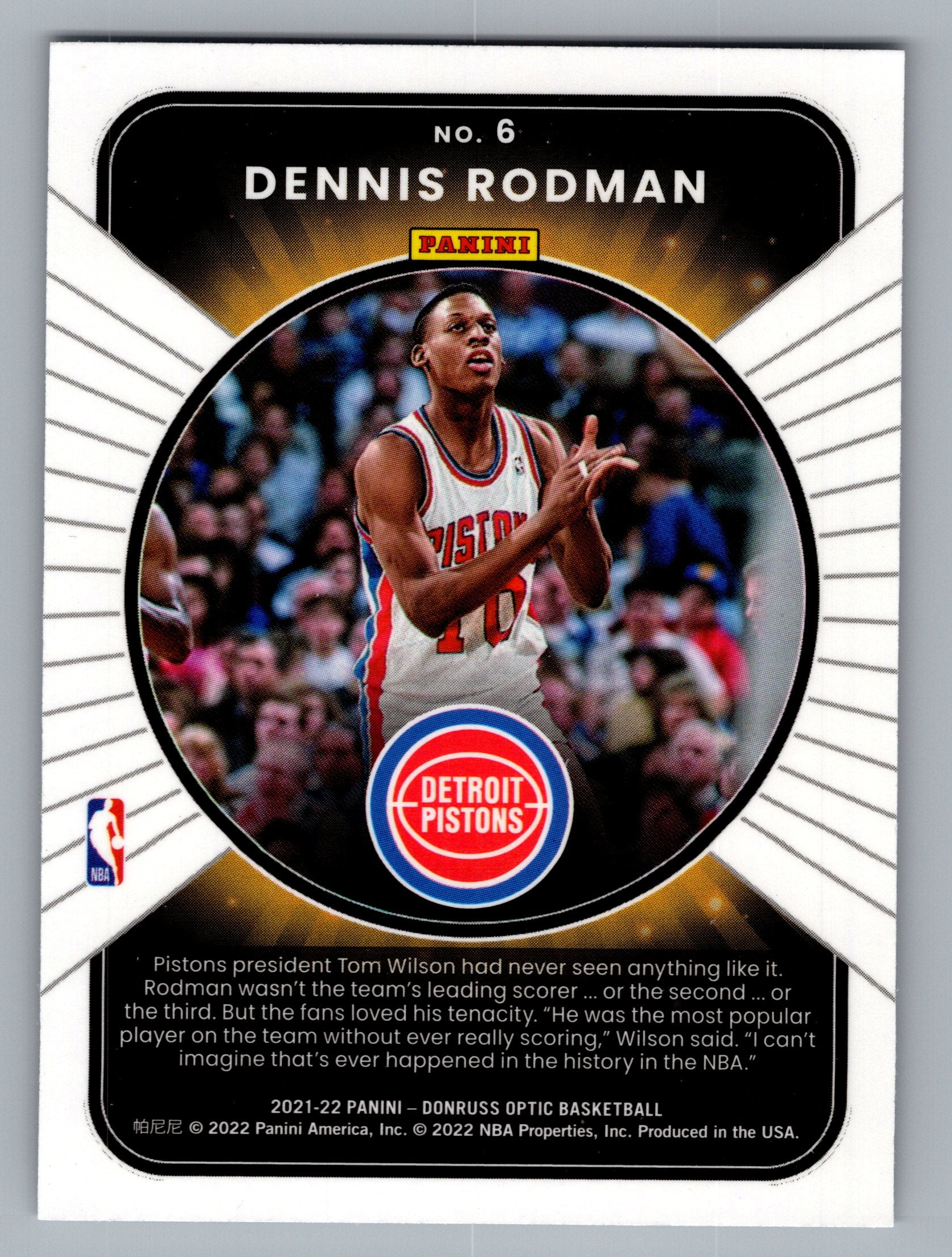 2021-22 Donruss Optic #6 Dennis Rodman Winner Stays
