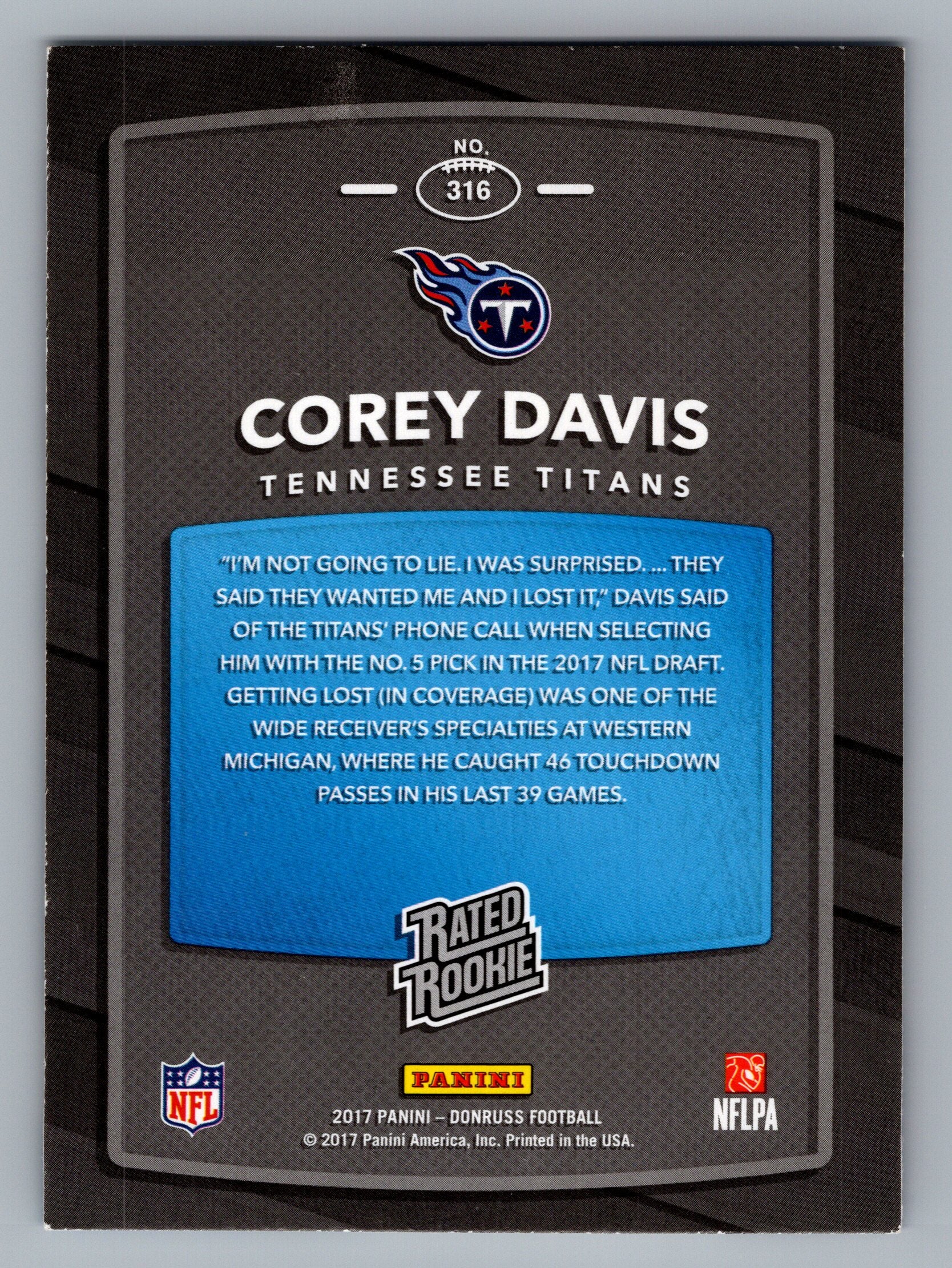 2017 Donruss #316 Corey Davis