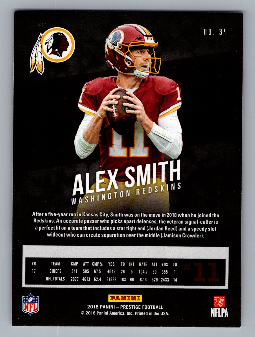 2018 Panini Prestige #34 Alex Smith