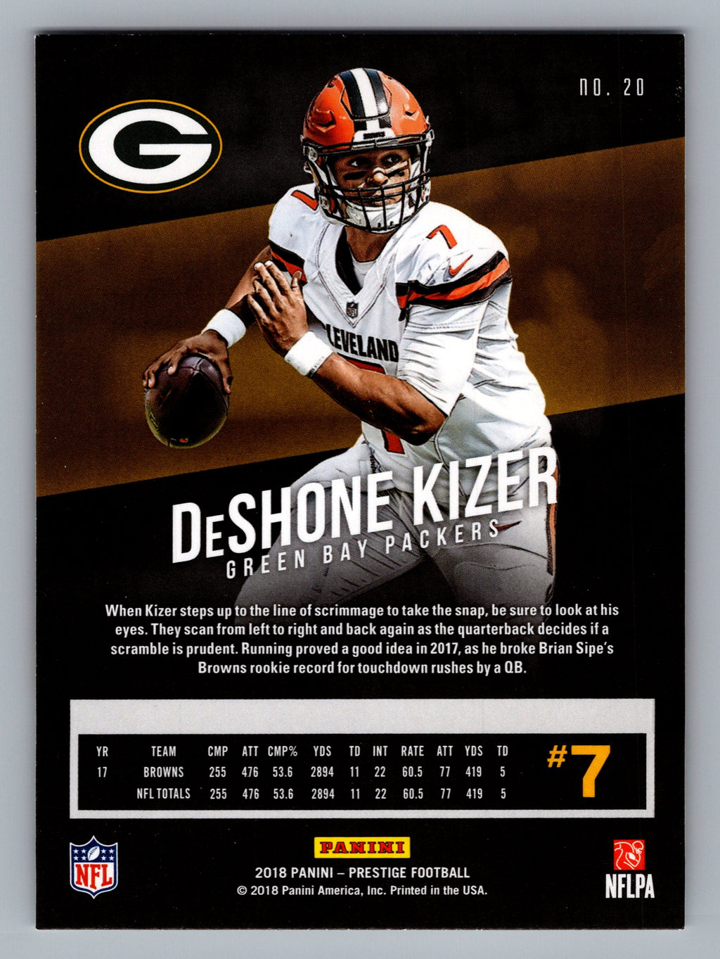 2018 Panini Prestige #20 DeShone Kizer