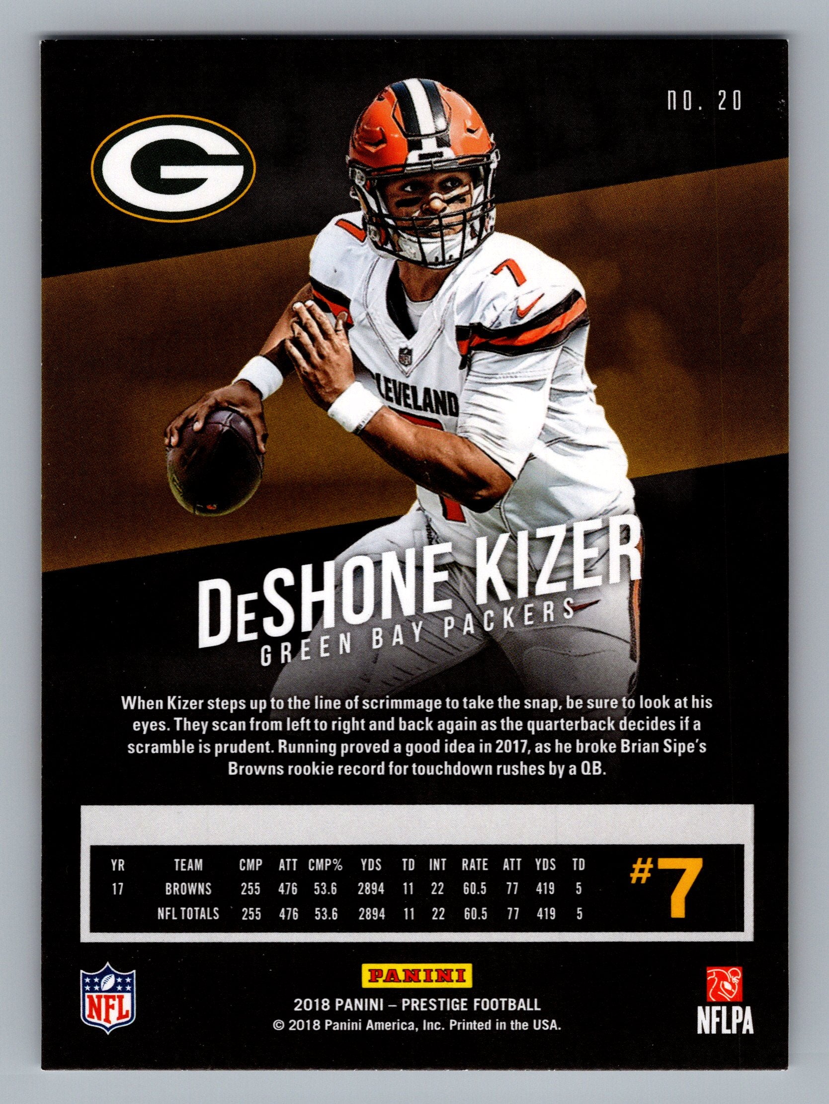 2018 Panini Prestige #20 DeShone Kizer
