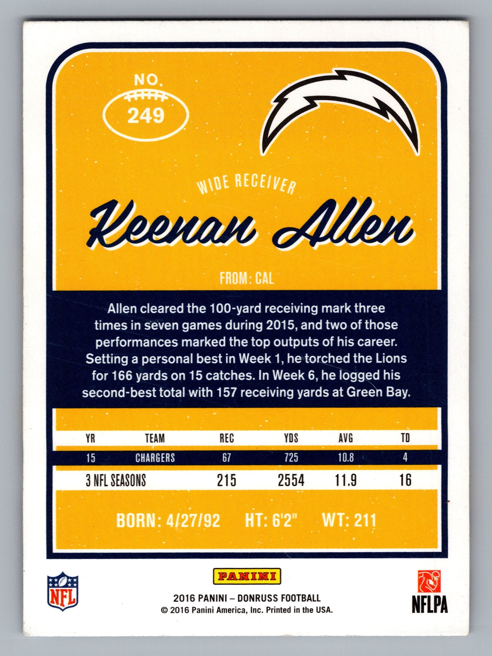 2016 Donruss #249 Keenan Allen