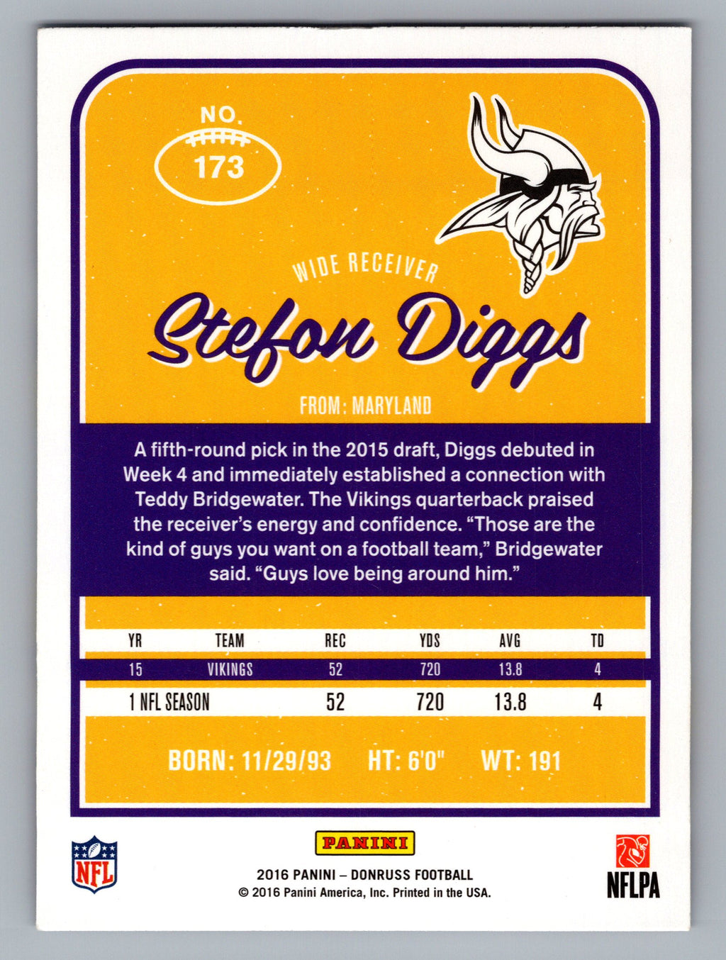 2016 Donruss #173 Stefon Diggs
