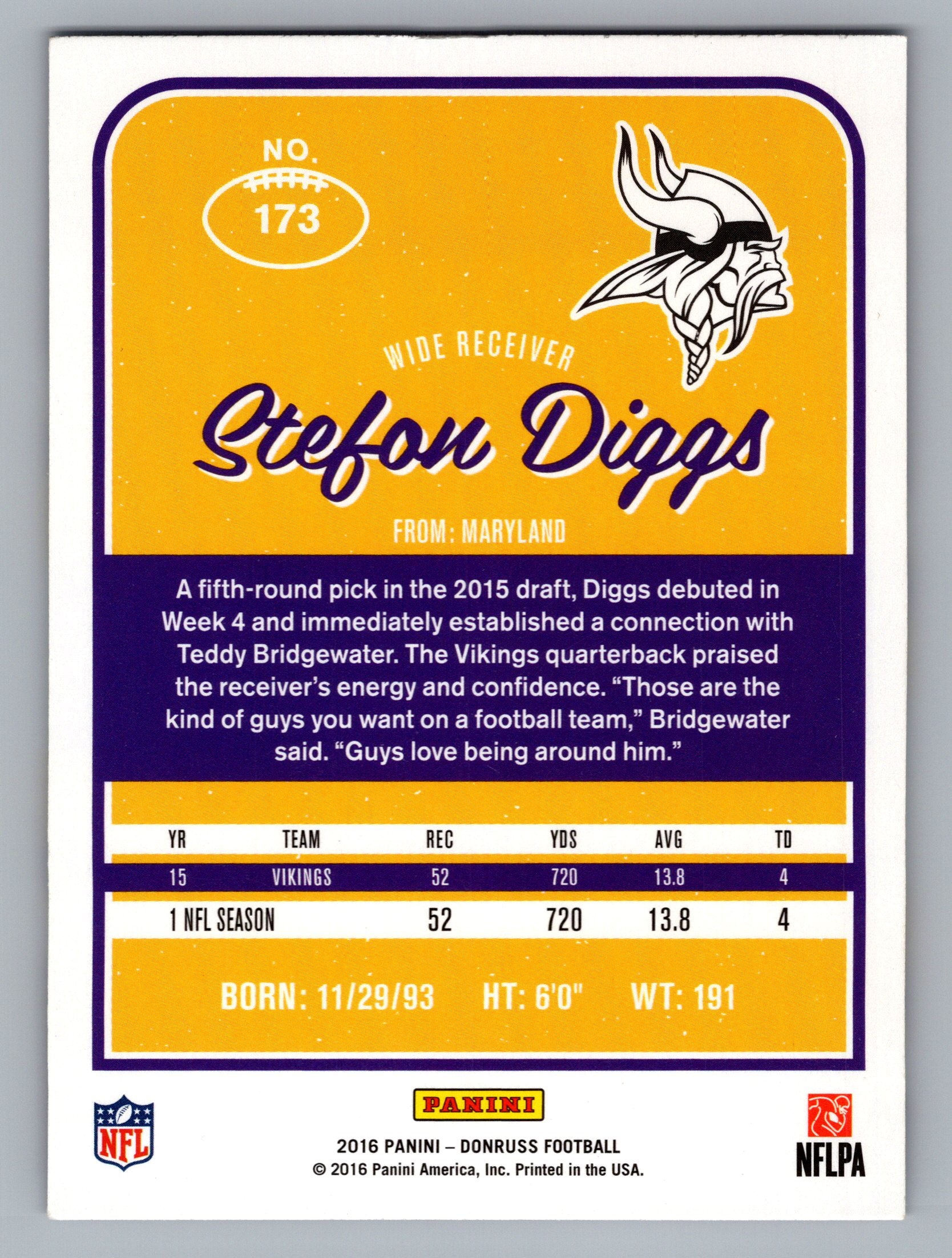 2016 Donruss #173 Stefon Diggs