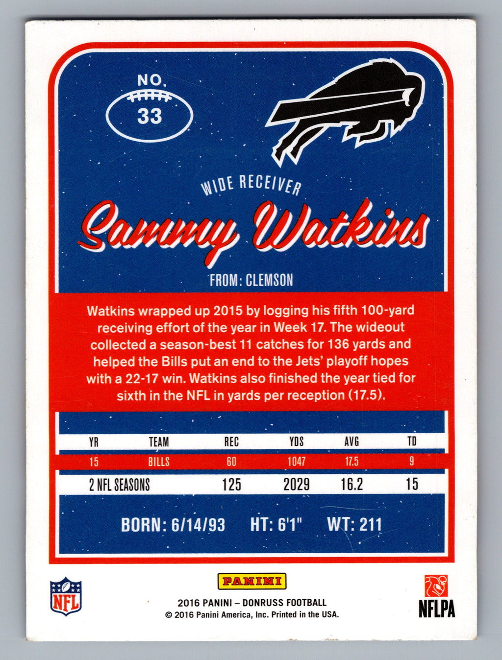 2016 Donruss #33 Sammy Watkins