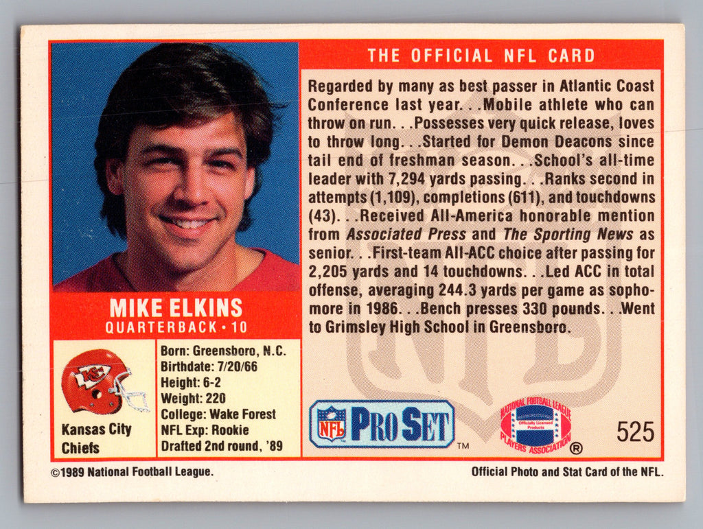 1989 Pro Set #525 Mike Elkins