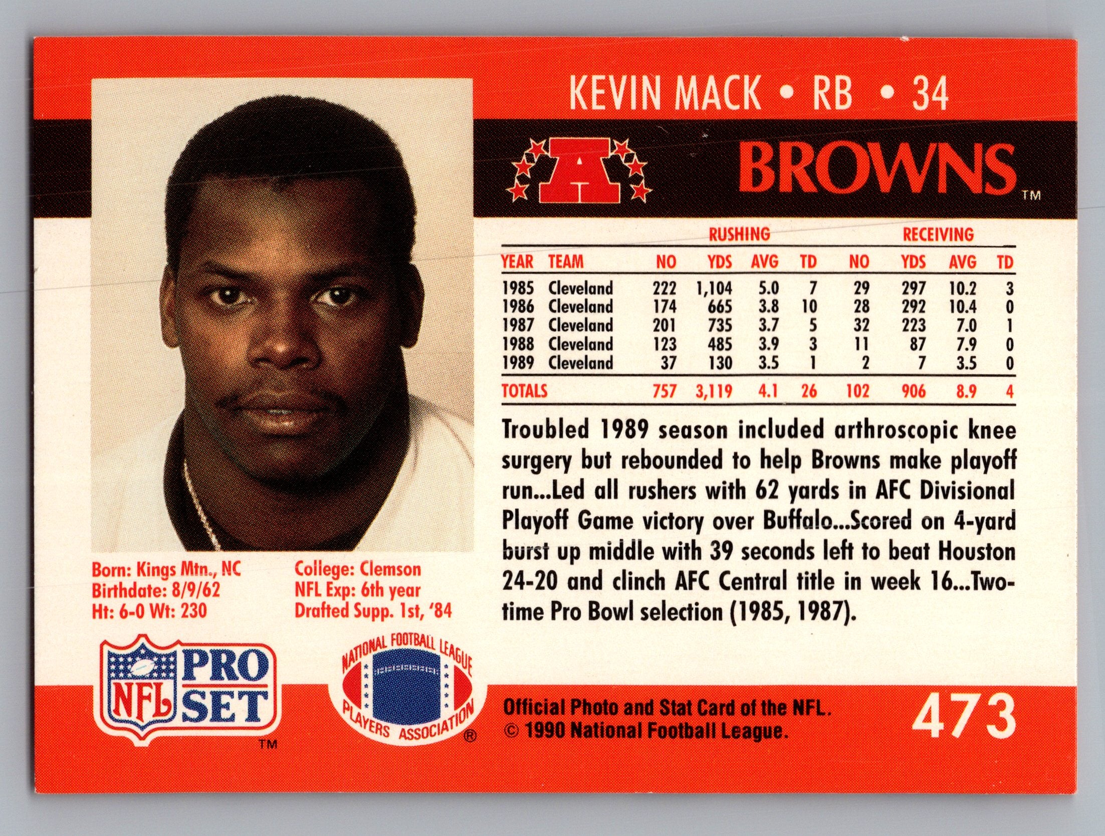 1990 Pro Set #473 Kevin Mack