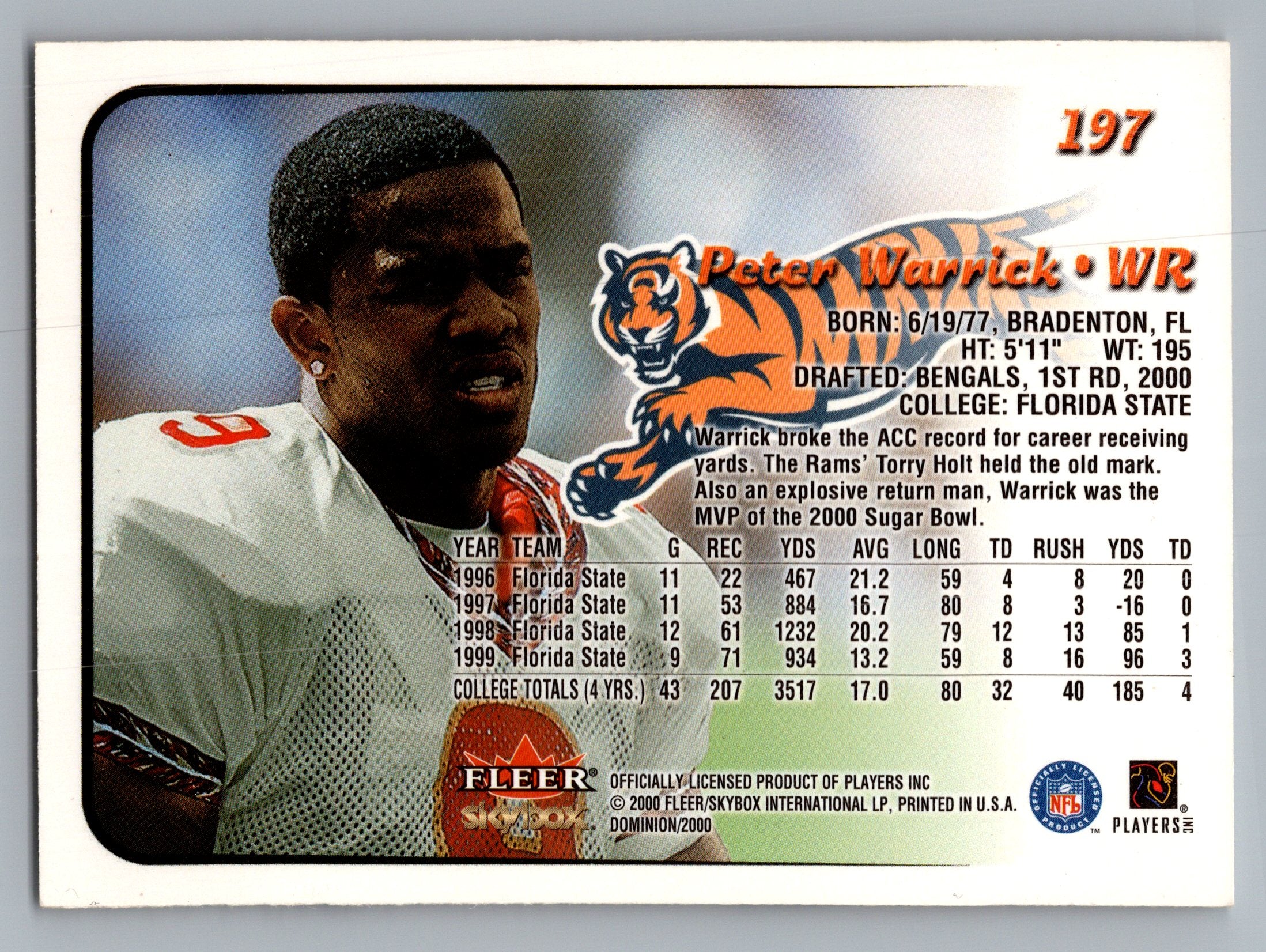 2000 SkyBox Dominion #197 Peter Warrick