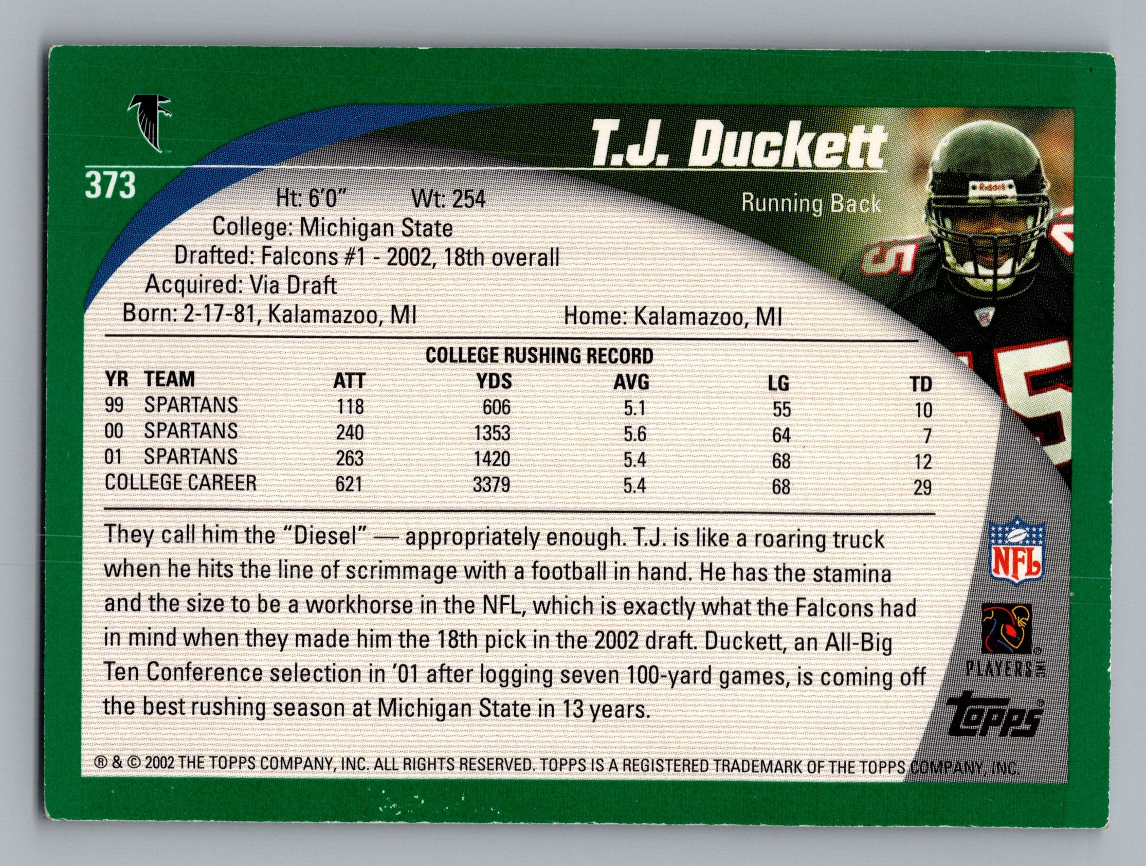 2002 Topps #373 T.J. Duckett