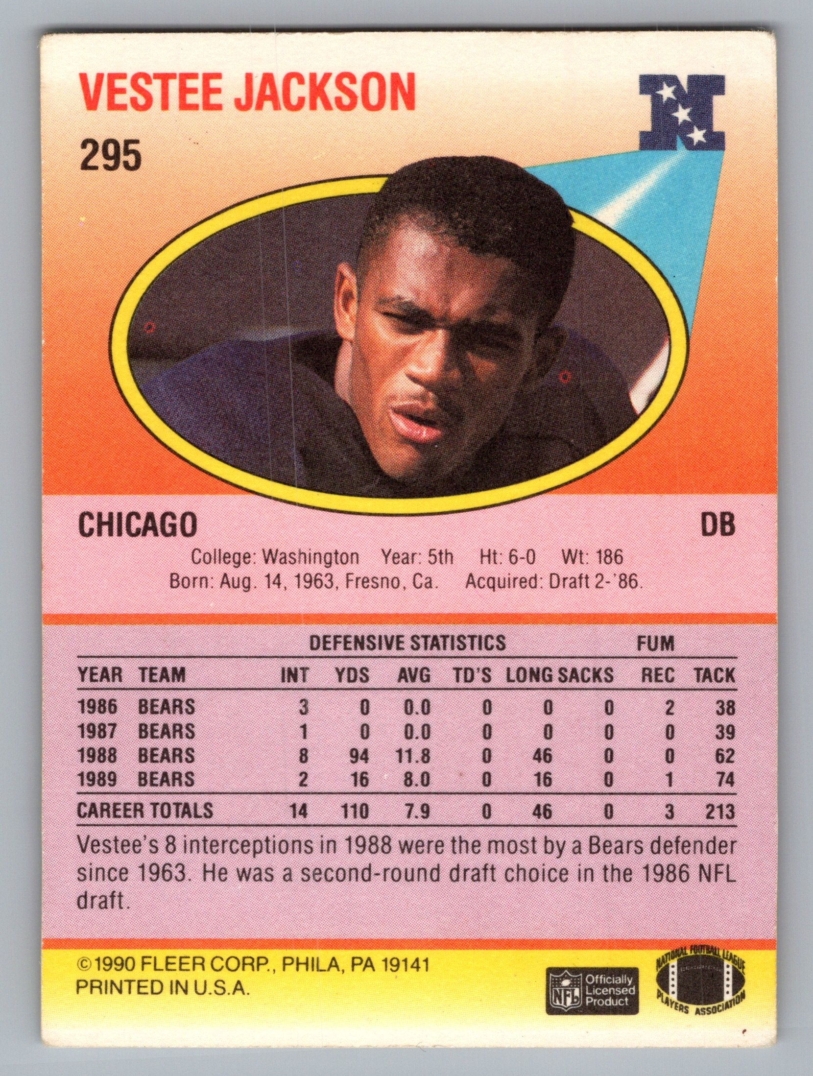 1990 Fleer #295 Vestee Jackson