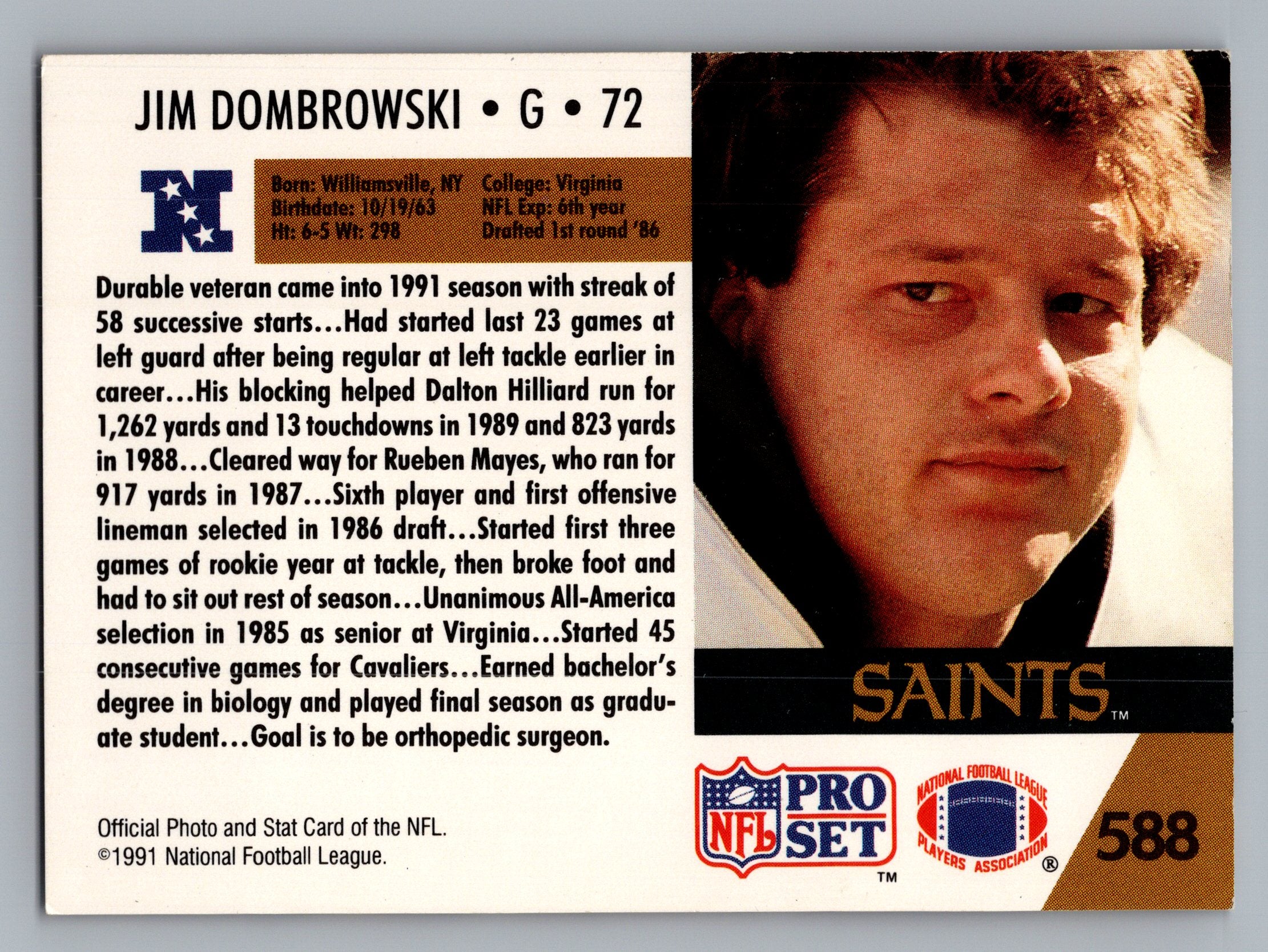 1991 Pro Set #588 Jim Dombrowski