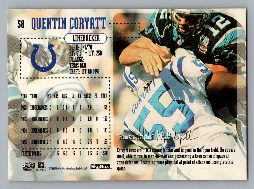 1996 SkyBox Impact #58 Quentin Coryatt